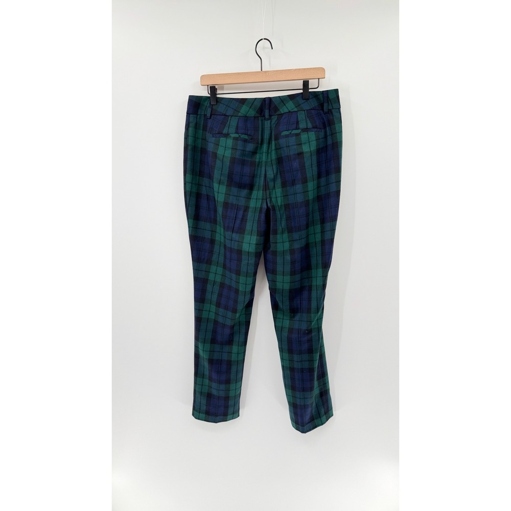 Dark Academia Preppy Black Watch Plaid Pants 12 Wool Blend Tailored Office Wear - Picture 2 of 5